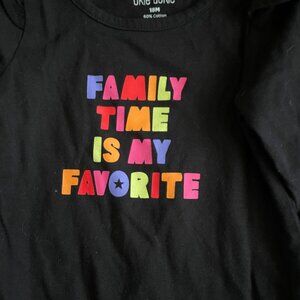 Okie Dokie Baby Girl Black Long-Sleeve Bodysuit "Family Time Is My Favorite" 18M